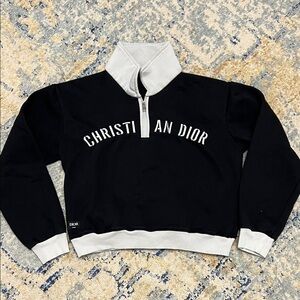 Christian Dior Black and White Pullover quarter zip